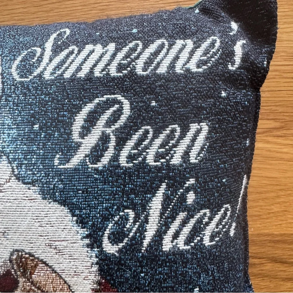 Christmas Santa Claus Someone's Been Nice Throw Pillow Tapestry Woven